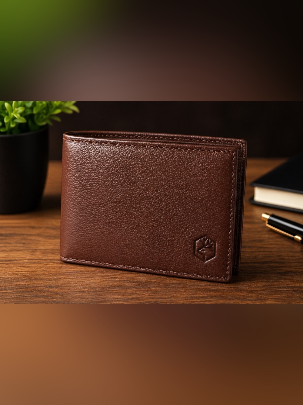 Valentina In Pell Genuine Leather Bifold Brown Wallet Coin Pocket